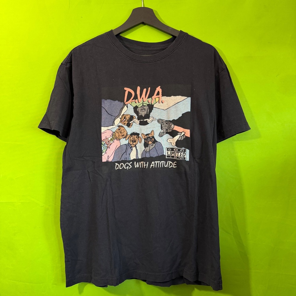 Dog Limited DWA Dogs With Attitude Graphic T-Shirt Black Large NWA Parody USA